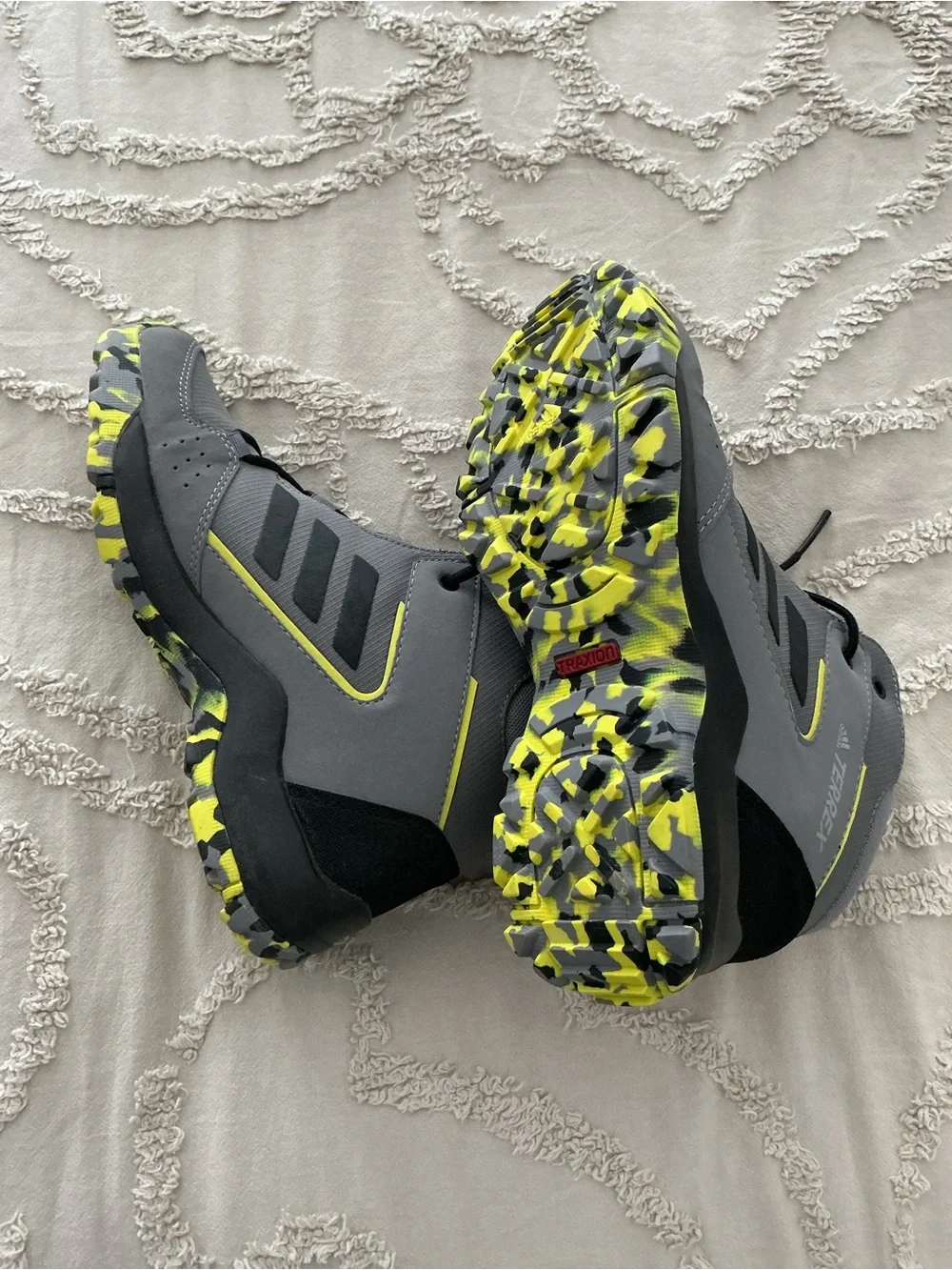 adidas Kids Grey and Yellow Terrex Trail Boots